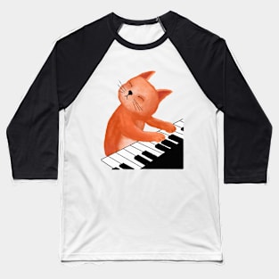 Cat playing piano Baseball T-Shirt